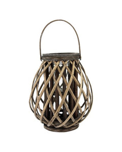 Wood Cage Lantern- Natural