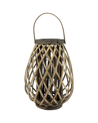 Wood Cage Lantern- Natural